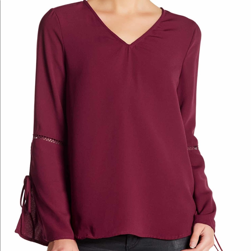 NWT Anthropologie | Burgundy Bell Sleeve Blouse